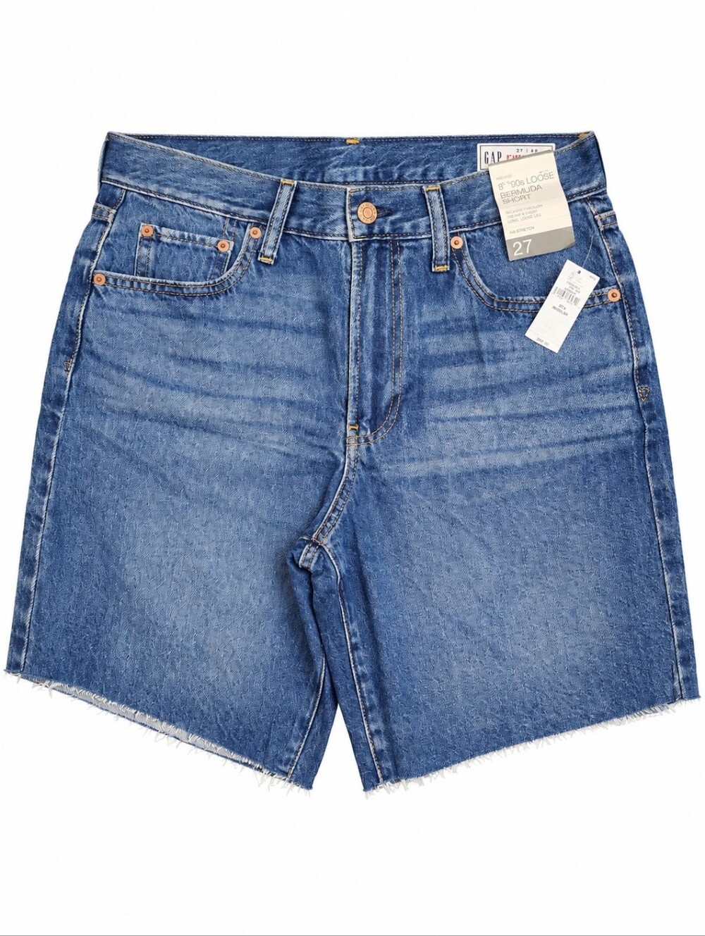 GAP ’90s Loose Bermuda Denim Shorts Mid Rise 8” Size 27 NWT
